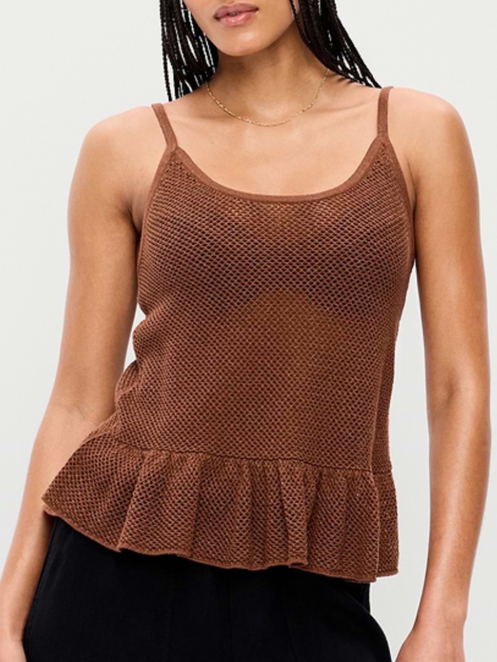 Old Navy Brown Knit Peplum Tank Top